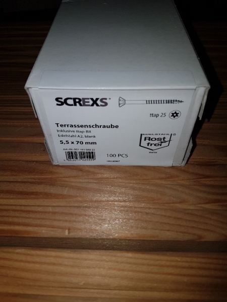 Screxs Terrassenschrauben Edelstahl A2, blank mit ttap-Bit