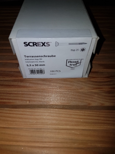 Screxs Terrassenschrauben Edelstahl A2, blank mit ttap-Bit